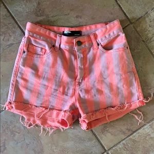 BDG Striped High Waist Cut Off Shorts